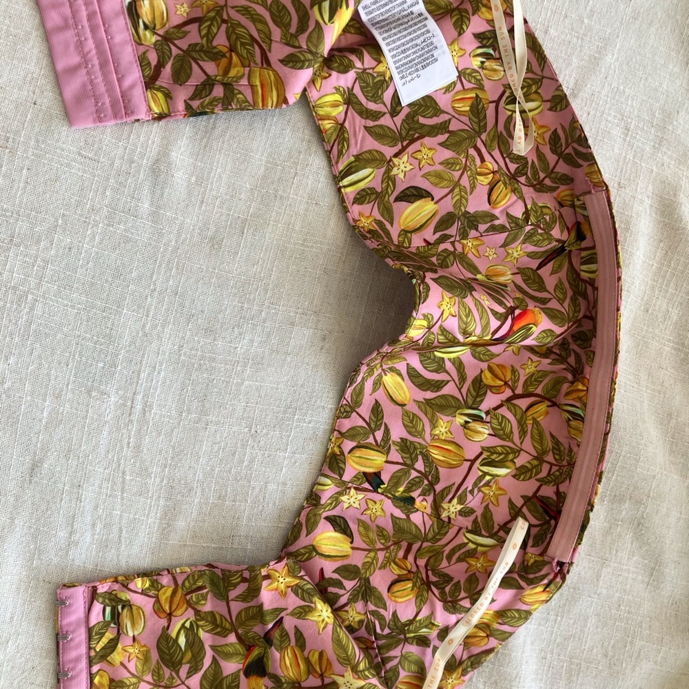 FARM Rio Anthropologie Star Fruit and birds light pink and green bandeau top. - Picture 4 of 14